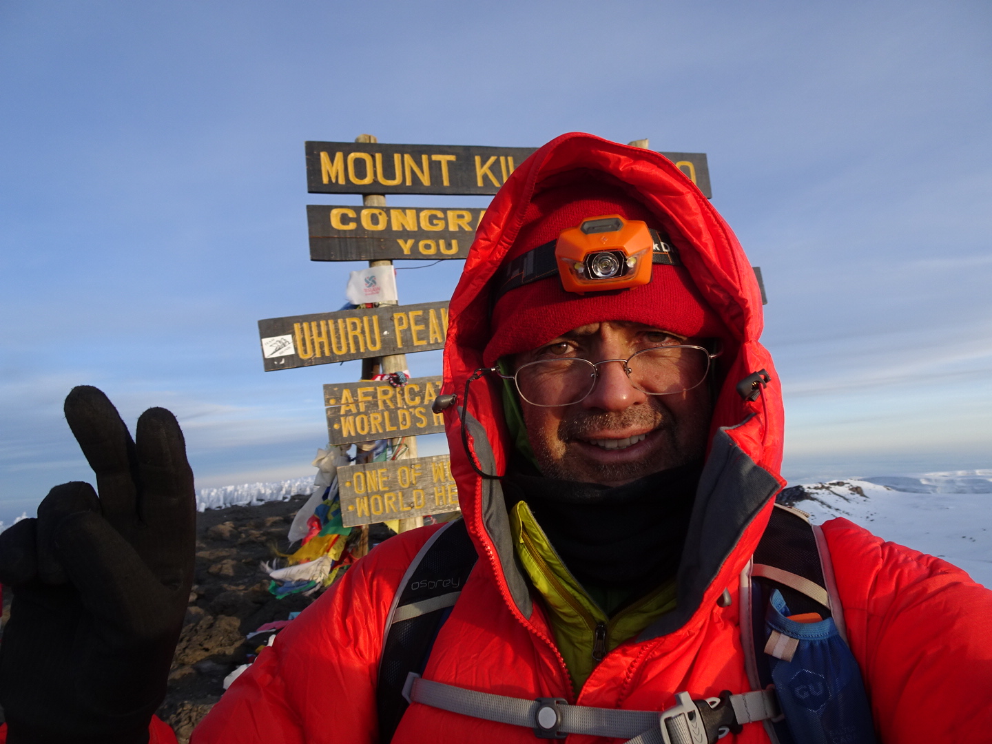 Henri Colt at Uhuru Peak on Mount Kilimanjaro